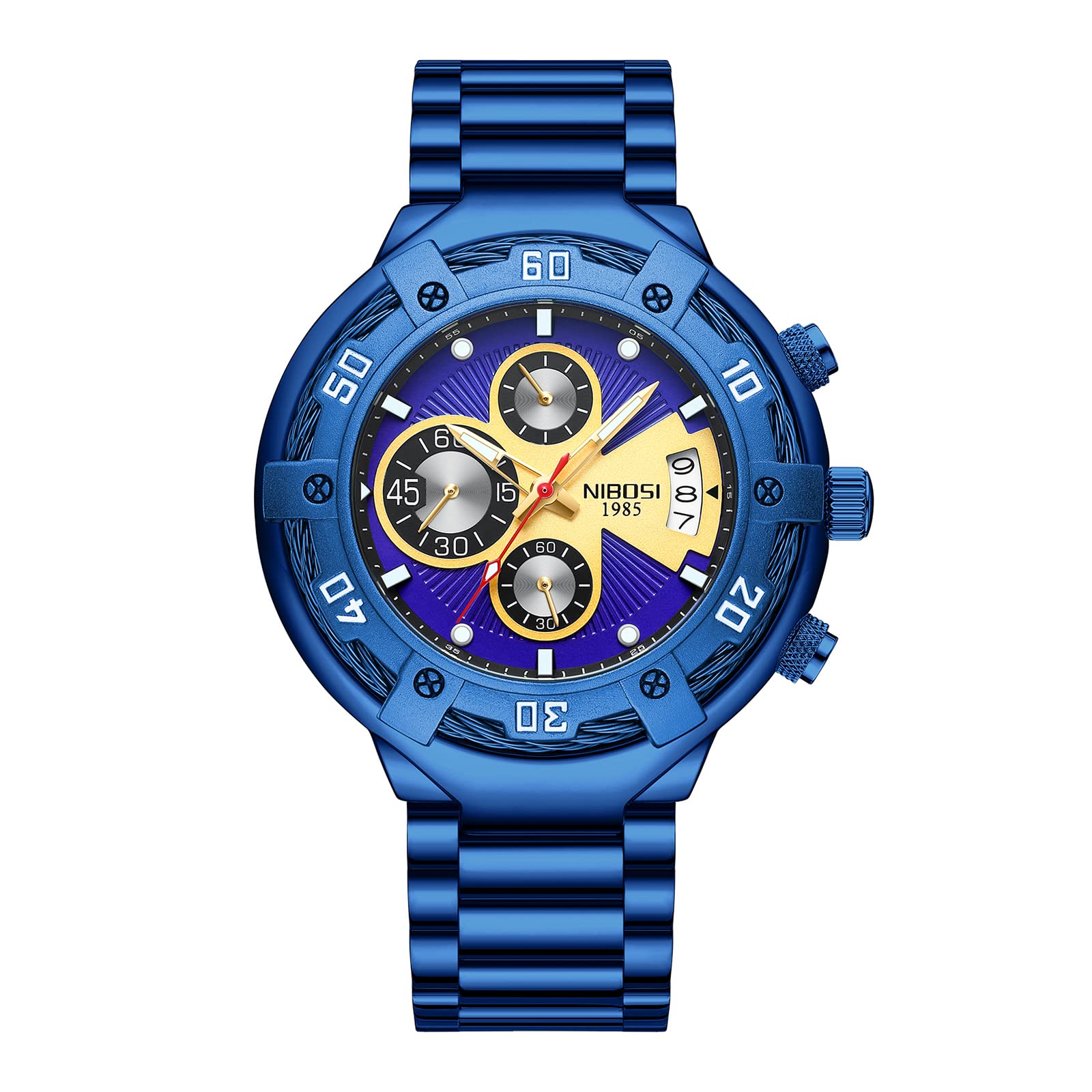 NIBOSI Mens Watches Analog Chronograph Quartz Gold Watches for Men Business Waterproof Military Stainless Steel Wrist Watches Date Calendar (B0C5C7WYM4) Amazon Price History, Amazon Price Tracker