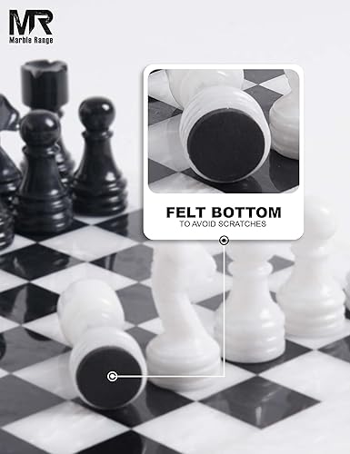 Miniatura 5 de Juego de ajedrez de mármol para adultos de 12 pulgadas, hecho a mano, blanco y negro, con 32 piezas de ajedrez, 2 reinas adicionales y caja de
