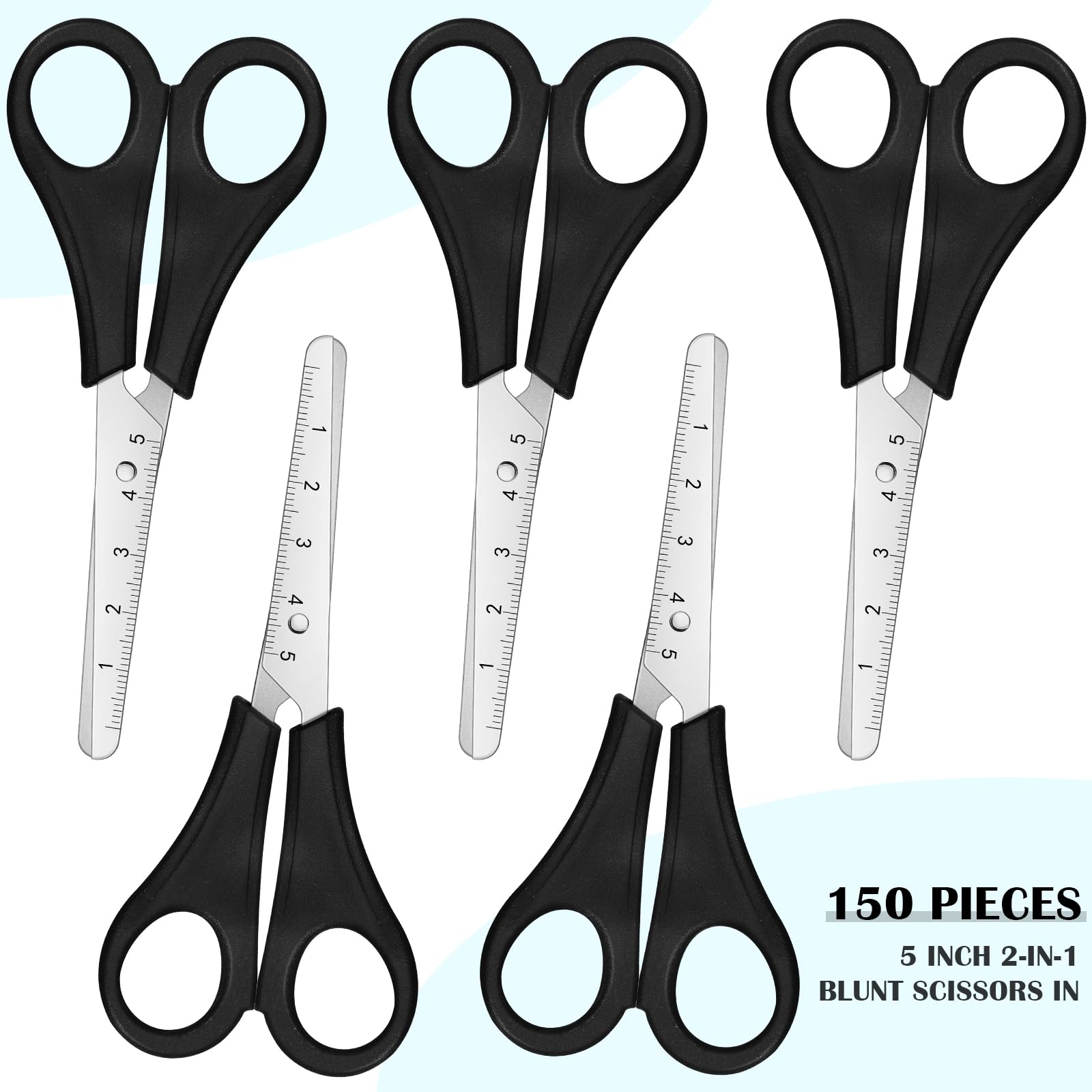Honoson 150 Stück Scheren, Großpackung 12,7 cm, stumpfe Spitze, Kindersicherheitsscheren, Großpackung, Allzweckschere für Schule, Klassenzimmer, Kindergarten, Primärhandwerksprojekte, Büro, Nähen