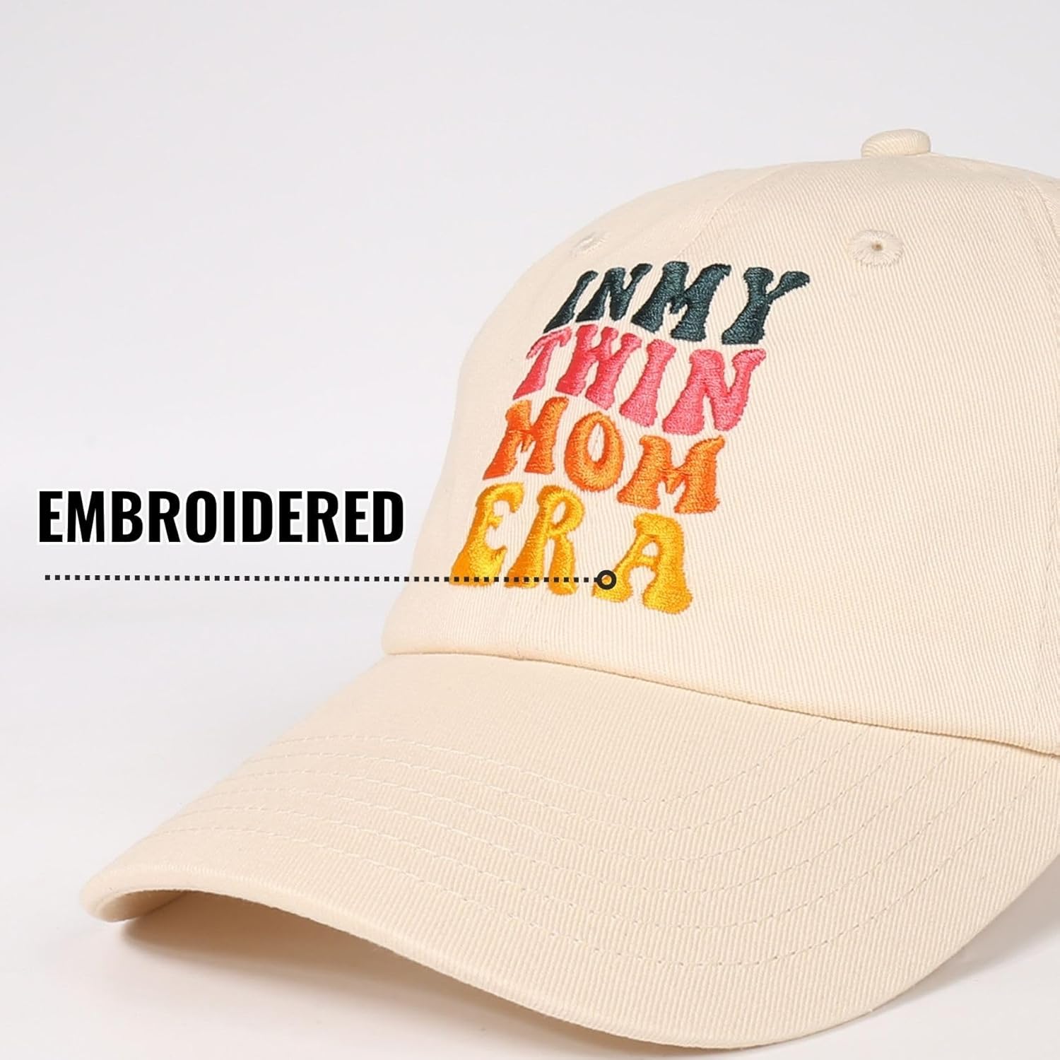InnoBeta Twin Mom Gifts Cap, Funny Adjustable Embroidered Hat Gifts on Mother's Day, Birthday, Christmas Beige - Image 3