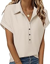 Bebonnie Women's Button Down Shirts Short Sleeve Dress Shirts Collared Work Office Blouses
