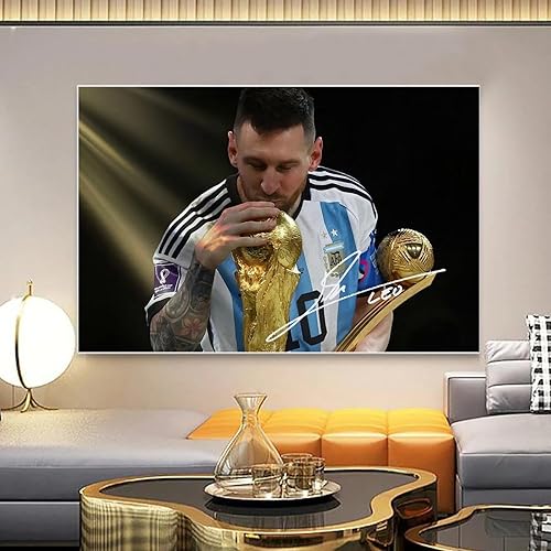Vista 22 de SUKORI Messi - Póster Messi firmado (8) para dormitorio, estética, 12 x 18 pulgadas, sin marco Unframe-style-2