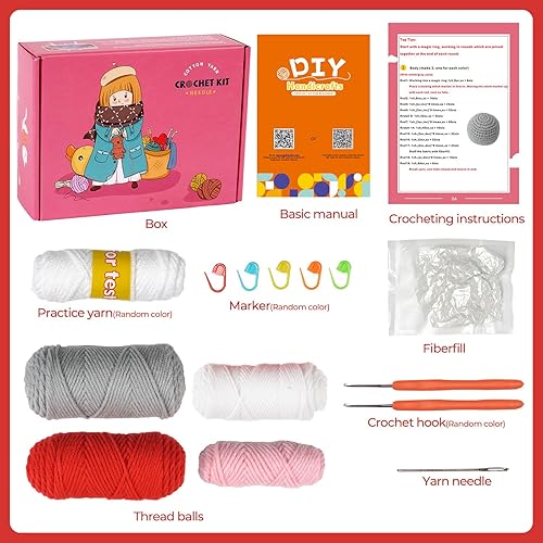 Miniatura 4 de Kit de ganchillo para principiantes, kit de ganchillo de corazones de elfo, aprende a tejer, incluye hilo suave fácil de tejer, tutorial en video