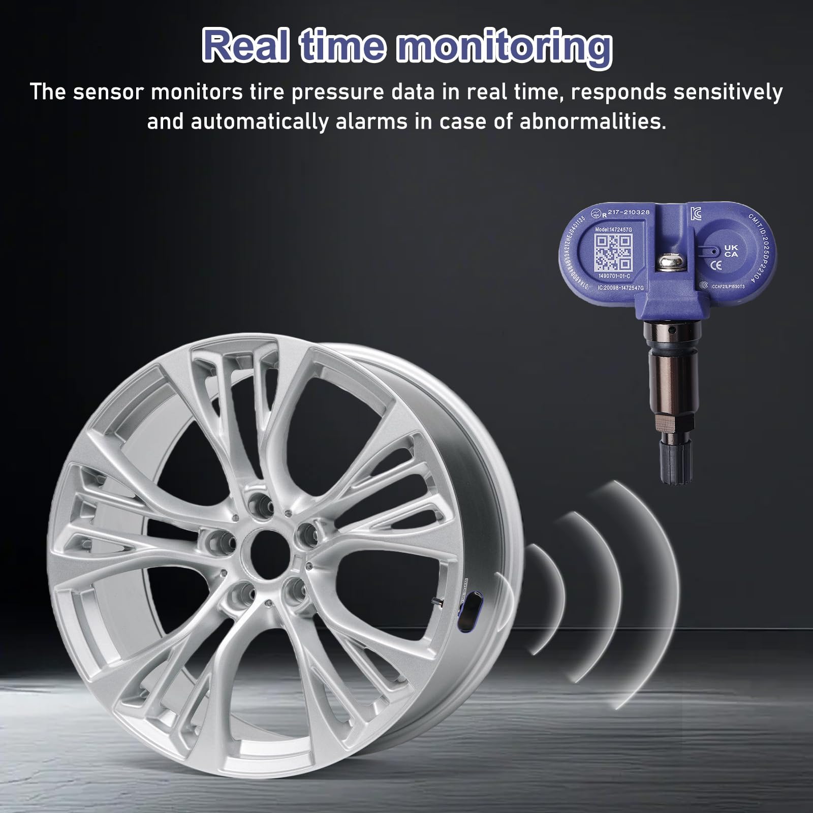 Sensor de presión de neumáticos Bluetooth TPMS para Tesla, TPMS sistema de control de presión de neumáticos compatible con el modelo 3 X Y, sensor de repuesto, fácil instalación (1 unidad)