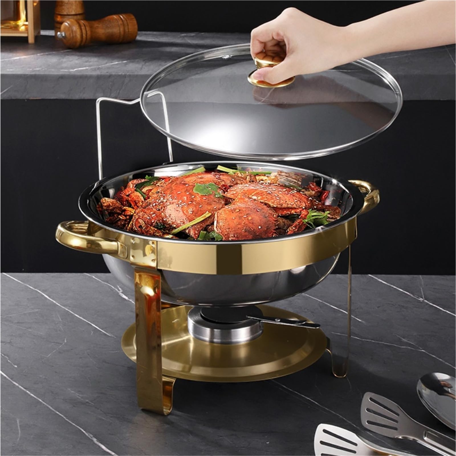 Set scaldavivande da Buffet in Acciaio Inossidabile da 4 Litri