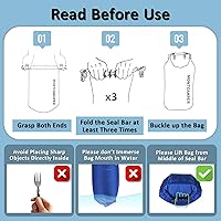 Vista 4 de Bolsa seca impermeable de nailon 30D - Adecuada para senderismo, kayak y rafting - Bolsa de almacenamiento impermeable portátil con cierre de Azul