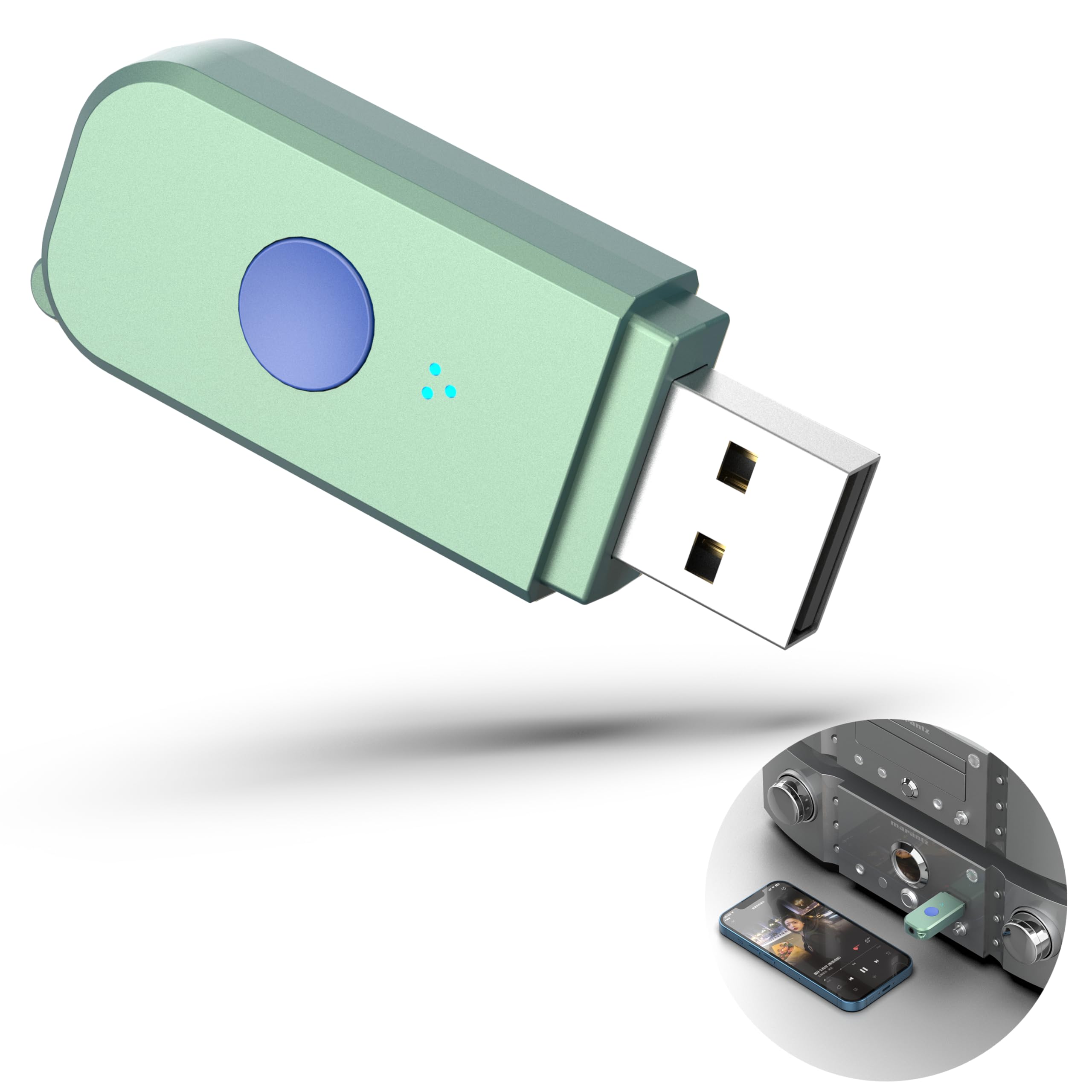 VONVOFF USB Bluetooth Car Kit [Stronger Mics& Noise Cancellation] &[Plug-and-Play] Bluetooth 5.3 Receiver Adapter for Car Music/Hands-Free Calls/