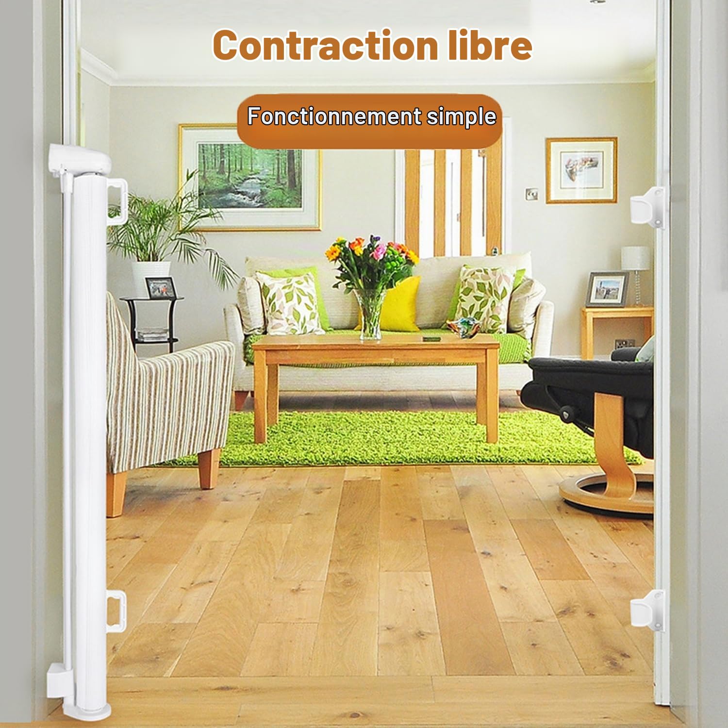 Barriere De Securite Enfant Extensible 0-150 Cm, Barriere Extensible pour Chien, Protection Exténsible Opération à Une Main pour Escaliers, Couloirs, Intérieurs Et Extérieurs
