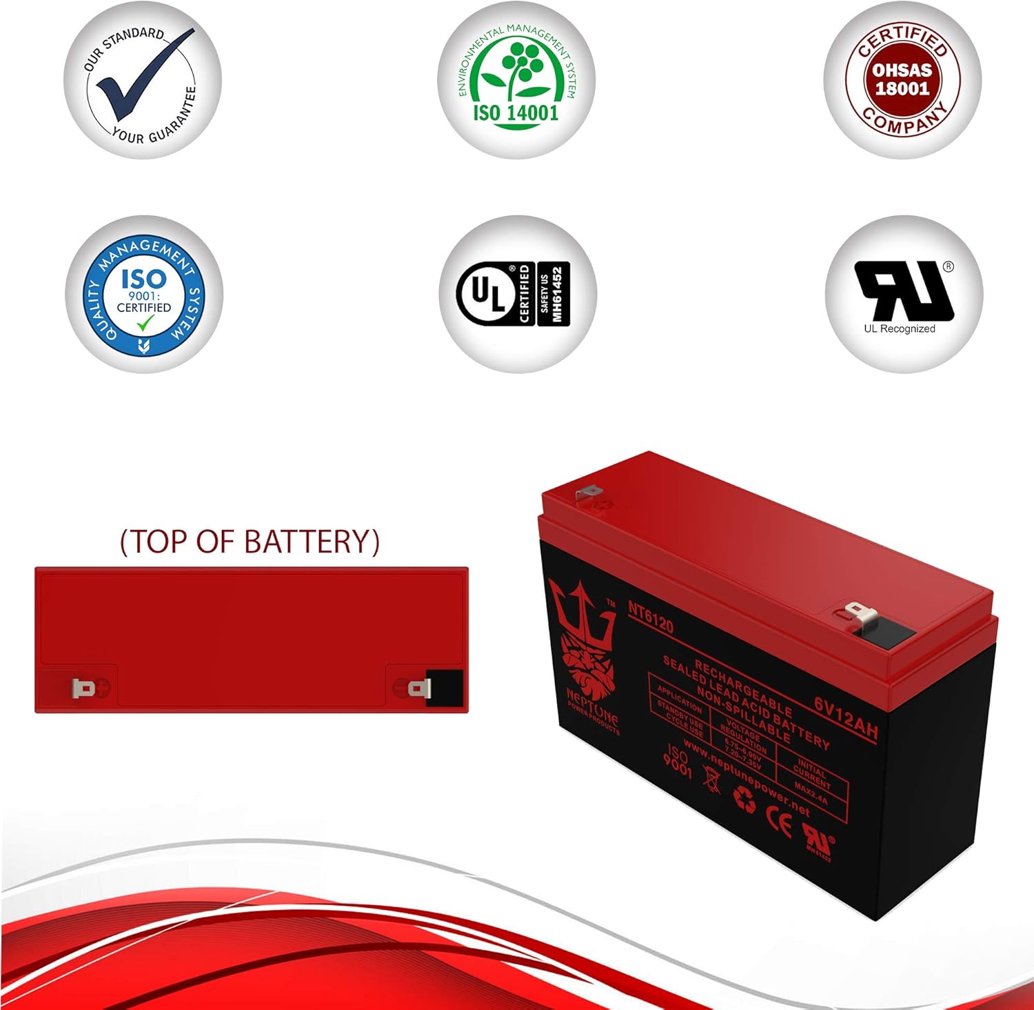 Brand NT6120 6V 12Ah F2 Terminal SLA Rechargeable Replacement Battery for CSB GP6120 F2, Vision CP6100D, Enduring 3FM10 T2 (4 Pack)