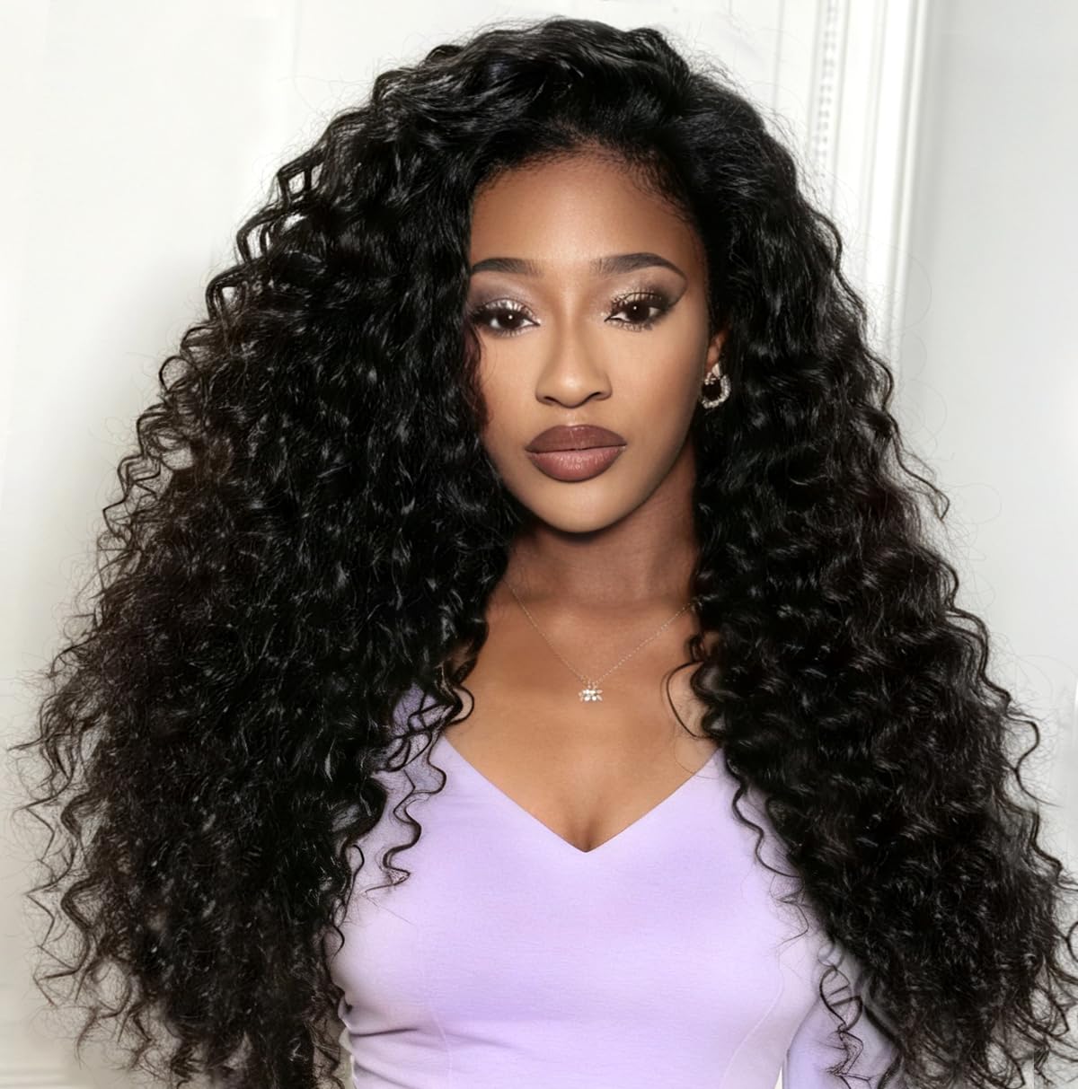 Half Wig Human Hair Deep Wave 3 In 1 Seamles Flip Over Beginner Friendly Drawstring Glueless Wear and Go Half Wig for Black Women Curly Human Hair Half Wig 180% Density Natural Black 22 Inch