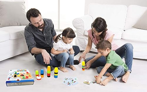 Miniatura 6 de Juego de 1 juego de tazas rápidas, tazas interactivas de apilamiento rápido con tarjetas y campana a juego de colores, juguete sensorial educativo