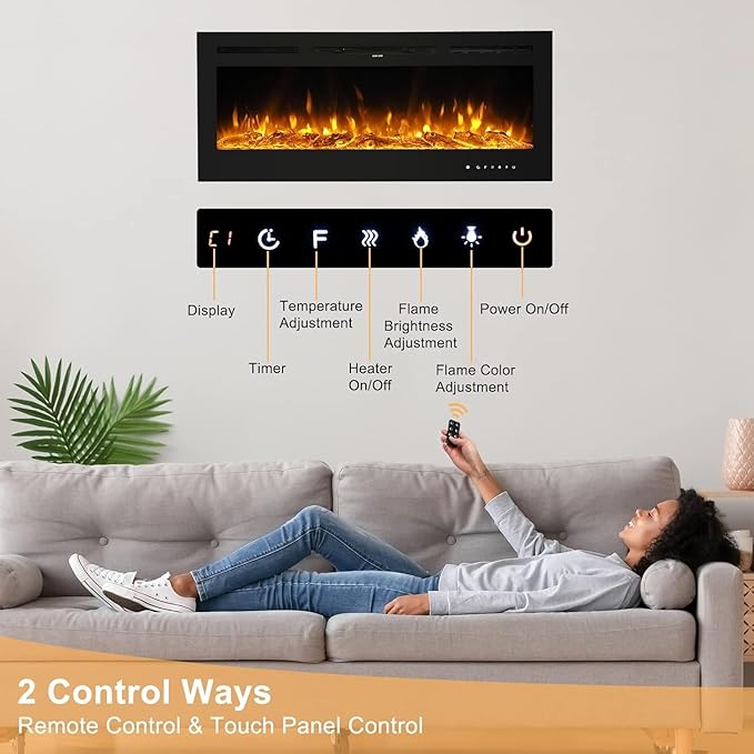 Chimenea Eléctrica Bonnlo 36" Control Remoto y WiFi miniatura 6
