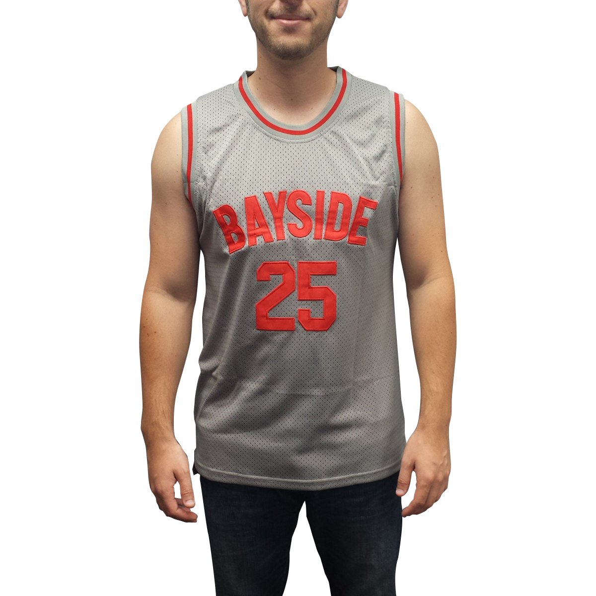 Zack Morris #25 Bayside Basketball Jersey - Mens Medium Grey