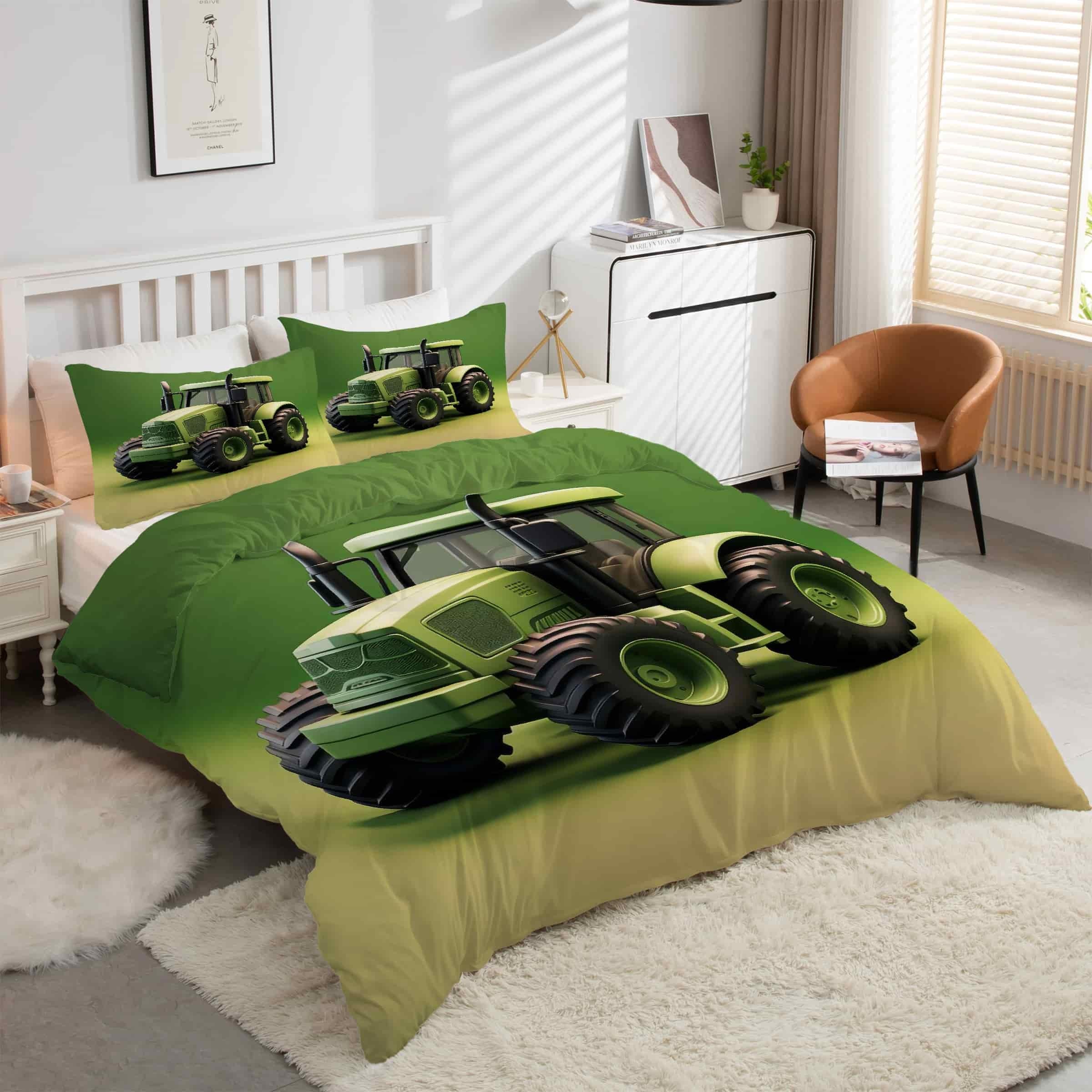 Housse de couette 90x190 tracteur zippée pour faciliter le lit de votre enfant sans repassage