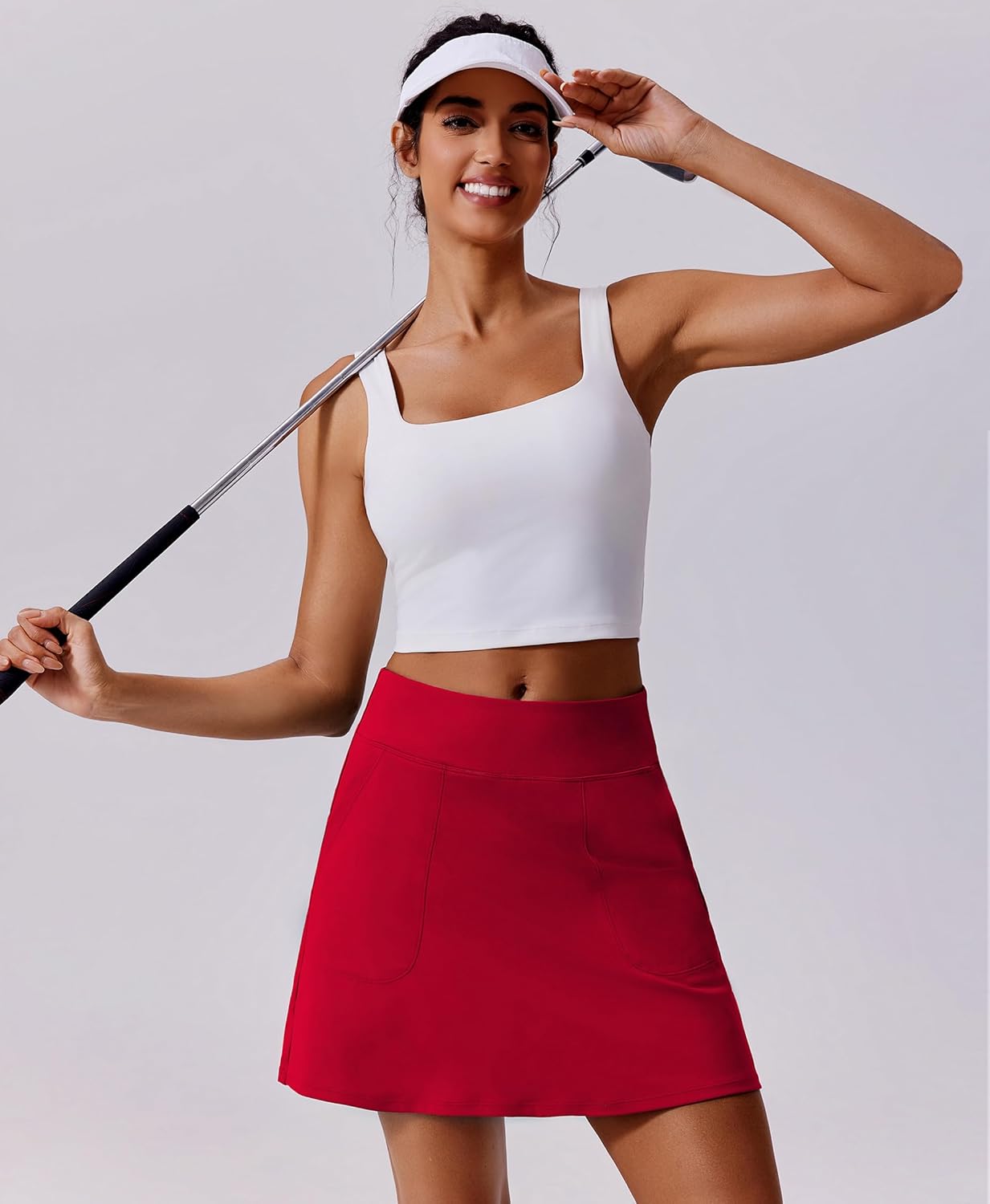 PINSPARK 18" Golf Skorts for Woman High Waisted Tennis Skirt UPF 50+ Athletic Skort Skirts with 4 Pockets Workout Pickleball - Image 5