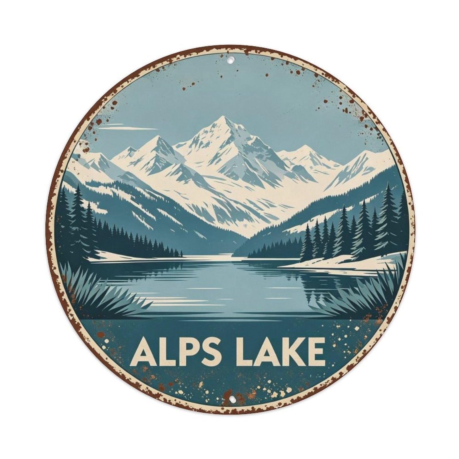 Swiss Alps Lake Metal Tin Sign Plaque