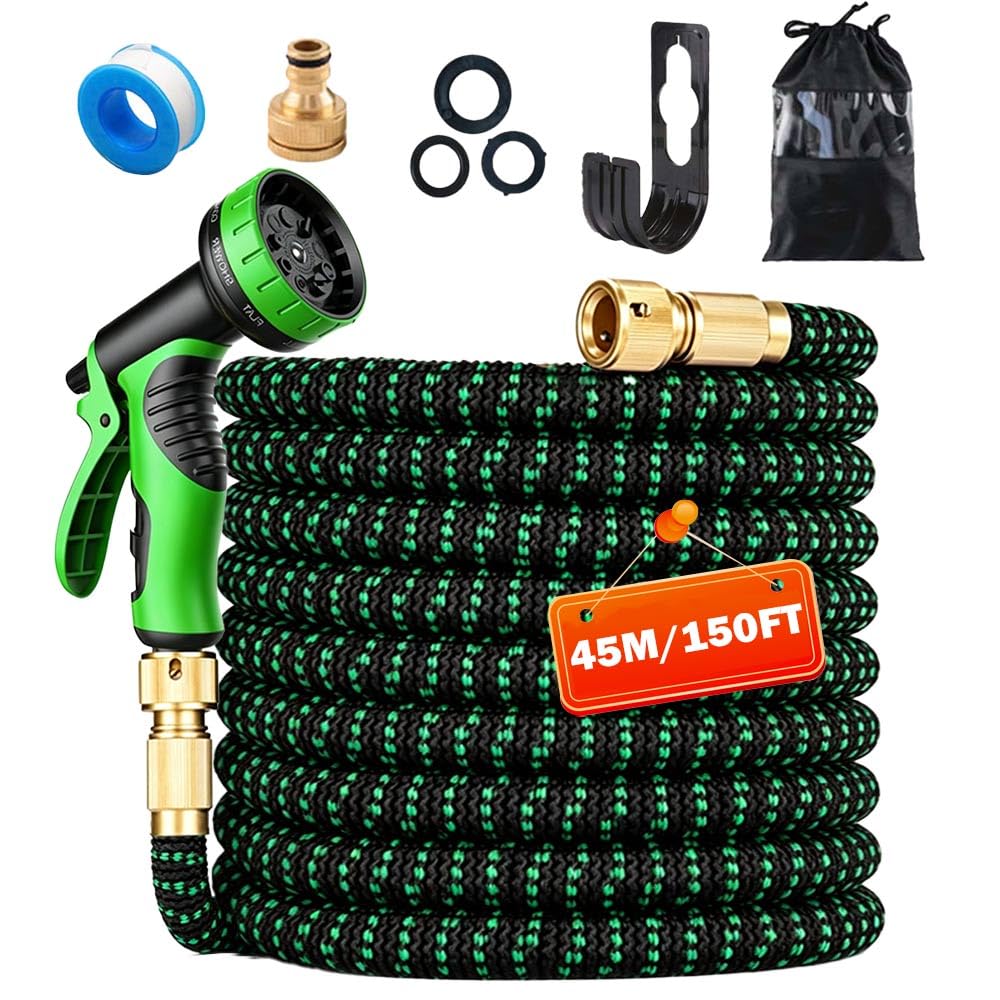 Expandable Garden Hose 150FT/45M Flexible Pipe with 10 Pattern Spray Nozzle