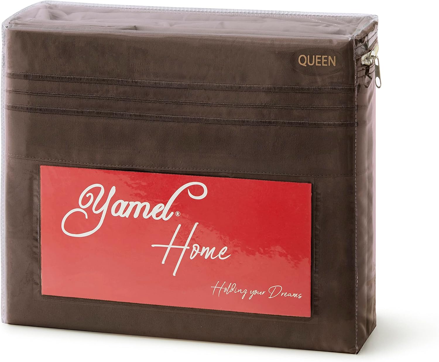 Yamel Home - Queen Size Bed Sheet Set - Luxurious Feeling - 2000 - Breathable & Cooling Sheets- Deep Pockets fit up to 16'' - Wrinkle Free - Supreme Collection - Brown, Queen