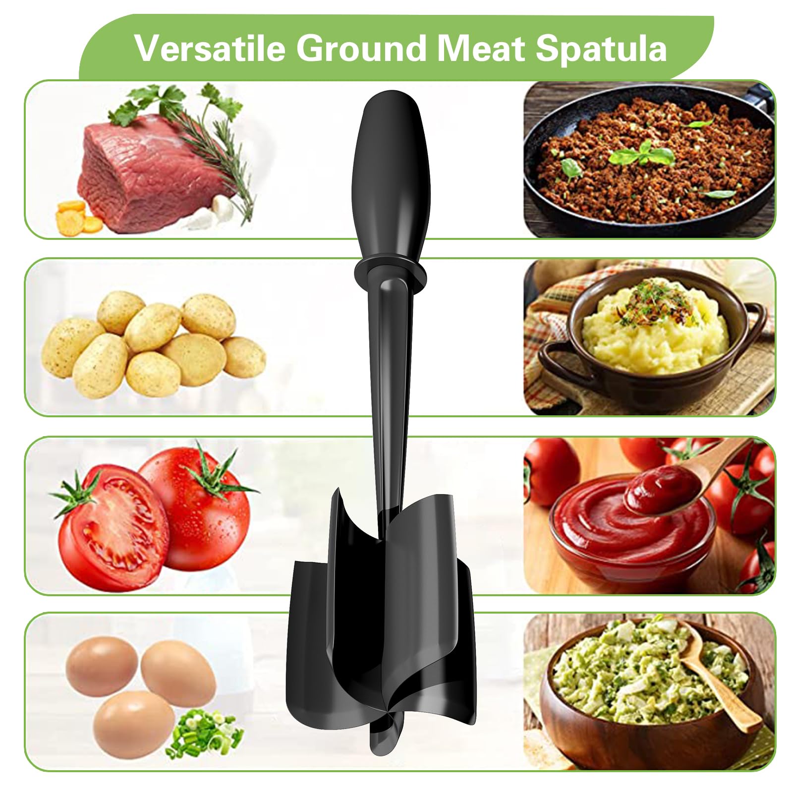 Picador de carne, 5 cuchillas curvas, triturador de carne molida, herramienta trituradora de hamburguesas resistente al calor, utensilio triturador de patatas de nailon, picador de carne molida 3