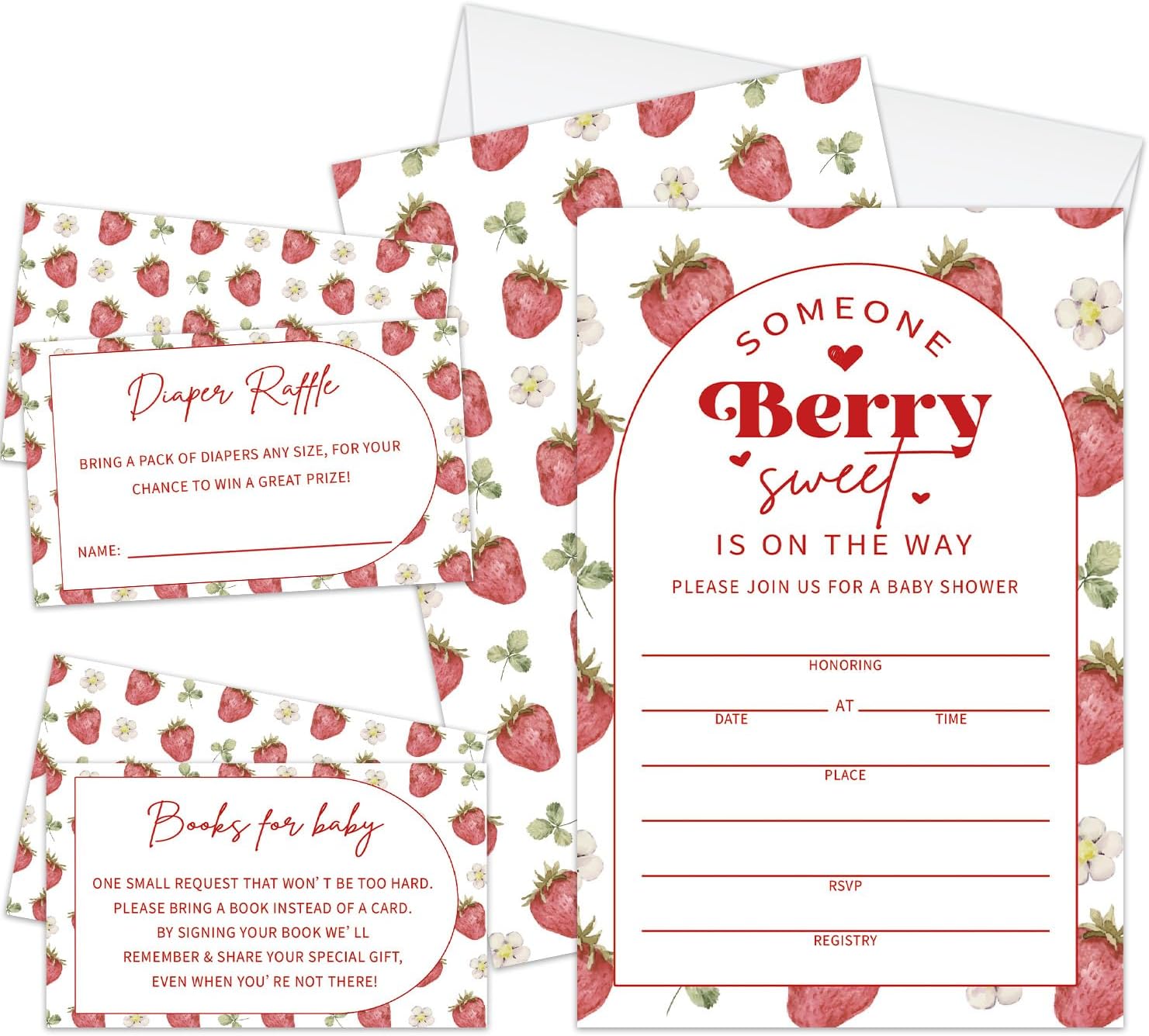 Boy Girl Baby Shower Invitations for Boy Girl, Set of 25 Baby Shower Invites Honey Bee Gender Reveal Invites Cards with Envelopes, Book Request Cards, Diaper Raffle Tickets for Party Supplies /01