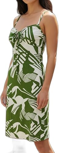 Womens Strappy Tie Front Dress- Olive Pattern
