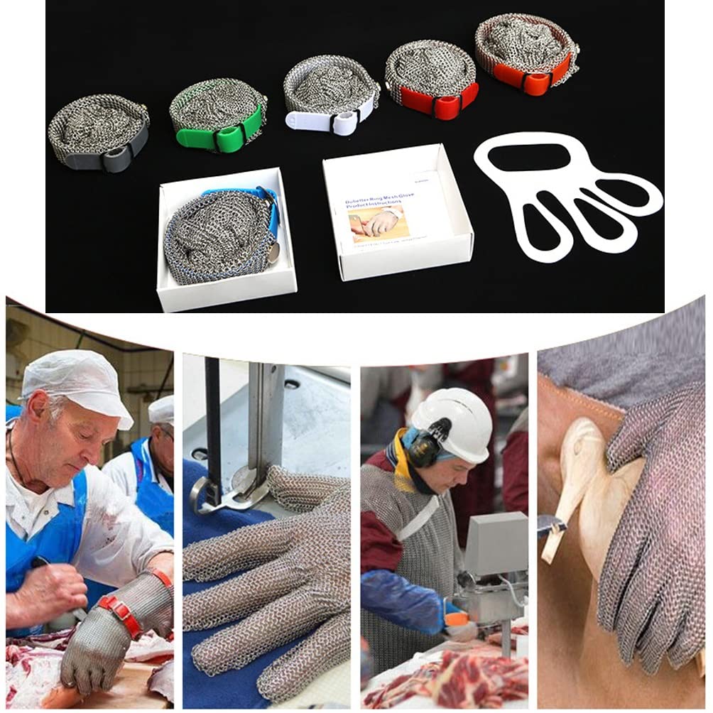 guanti antitaglio, Resistente al taglio in acciaio inossidabile, riparazione di officine meccaniche Mattatoio Sicurezza Lavoro Cotta maglia resistente