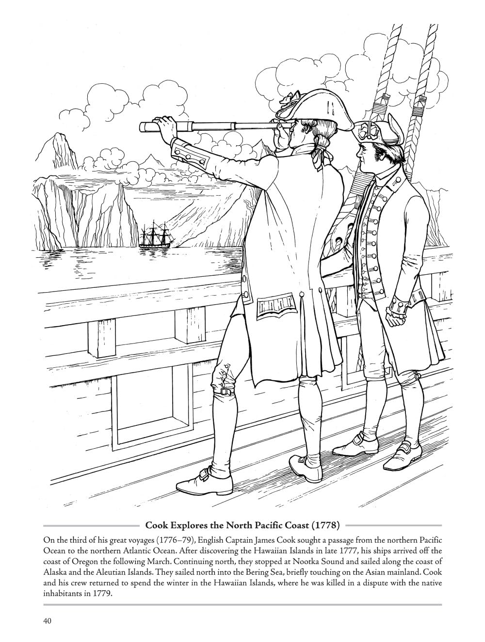 Picture the Past: The Exploration of North America: Historical Coloring Book