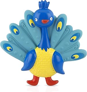 Nuby Squeezy Teethe Rubber Teether, Peacock