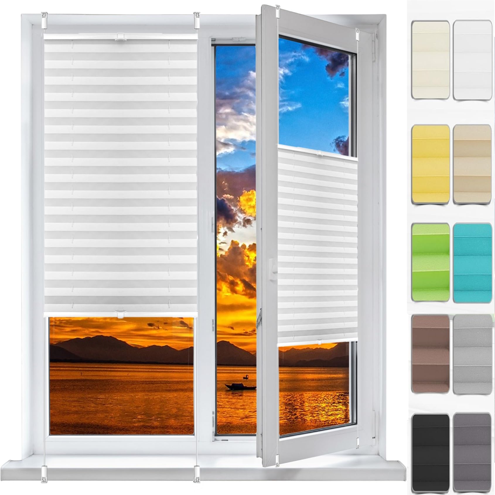 Faltrollo, Sichtschutz Plissee Klemmfix Rollos 20 x 35 cm, Plissee Ohne Bohren Nach Maß, Doppelplissee Plissee Faltrollo, Plisseerollo Sichtschutz, für Fenster & Tür, Weiß