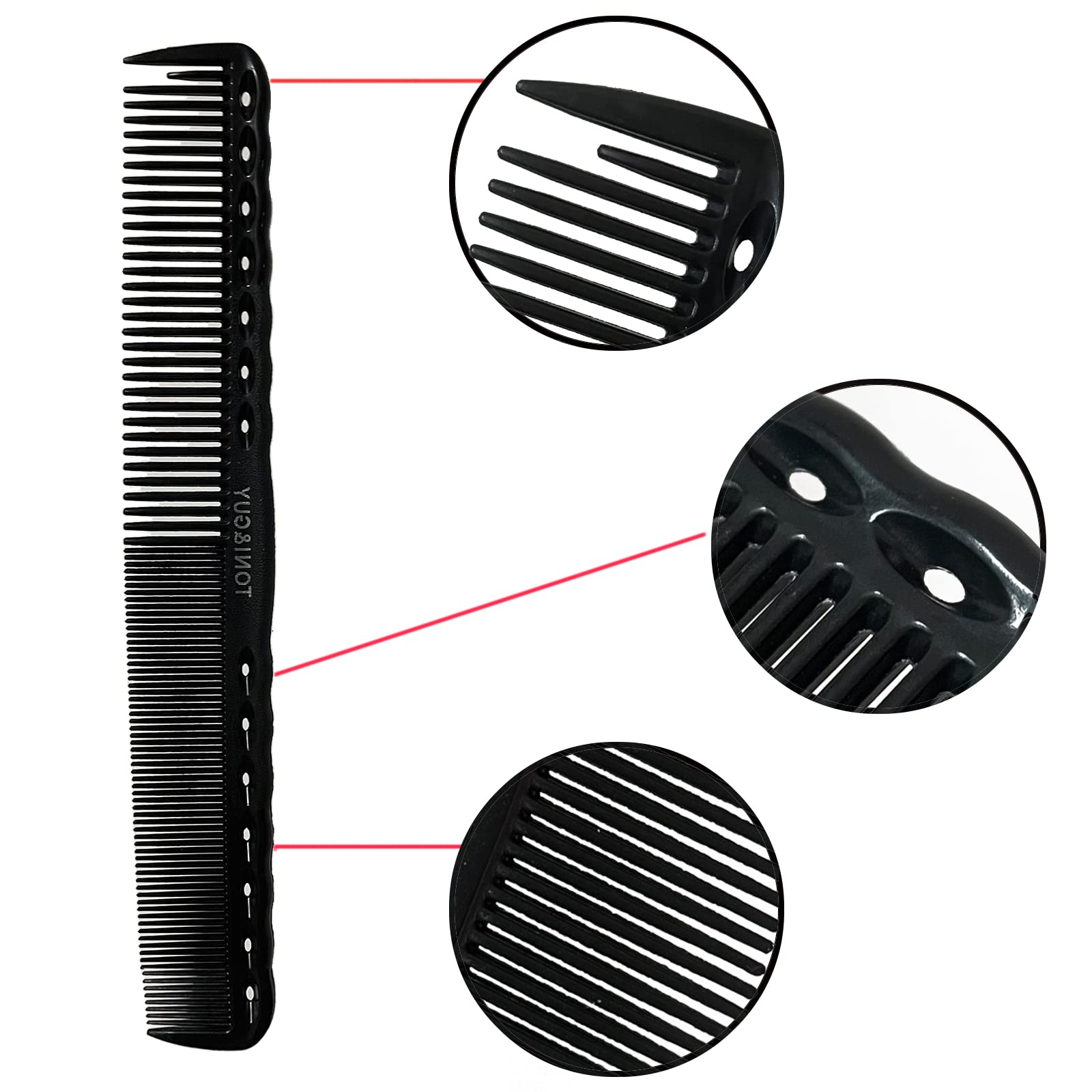 VICZON Carbon Fibre Fine Hair Comb, 4 Pack, Black, Professional Salon Hairdressing Comb, Heat Resistant, Anti-Static, Unisex, All Ages - Image 3
