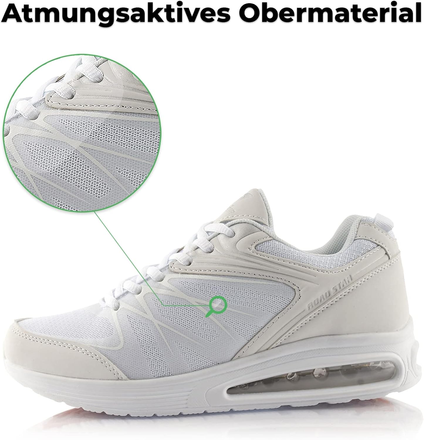 Fusskleidung unisex trainers, cushioned sports shoes, lightweight running shoes 38 EU White