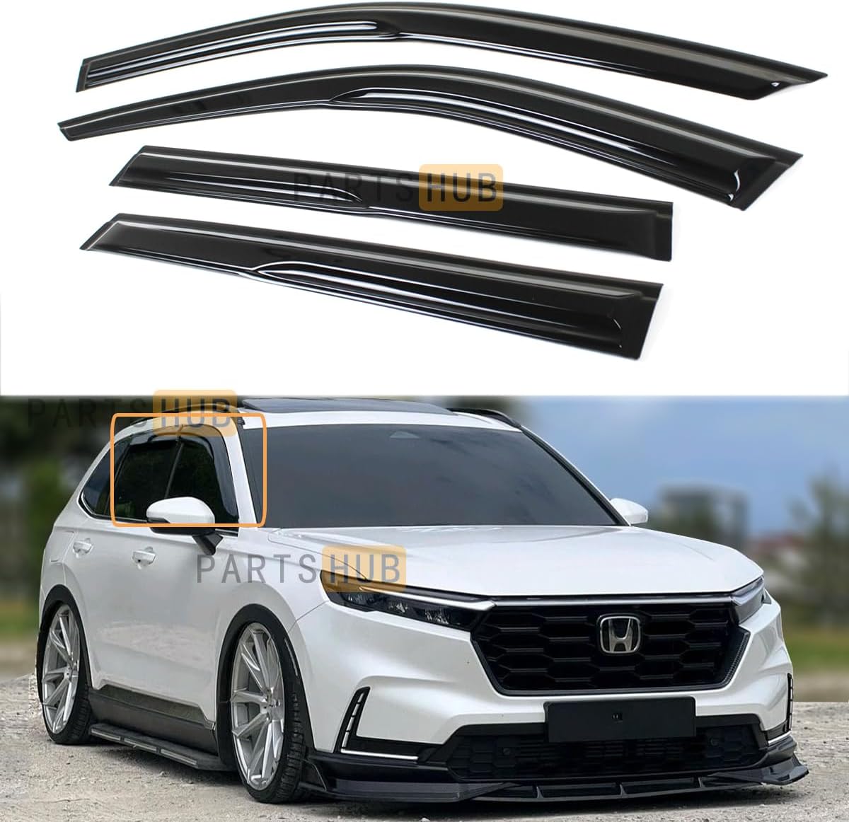 Fits for 2023-2026 Honda CR-V CRV JDM Wavy Mugen Style Window Visors Rain Guards Deflectors / 2024 2025