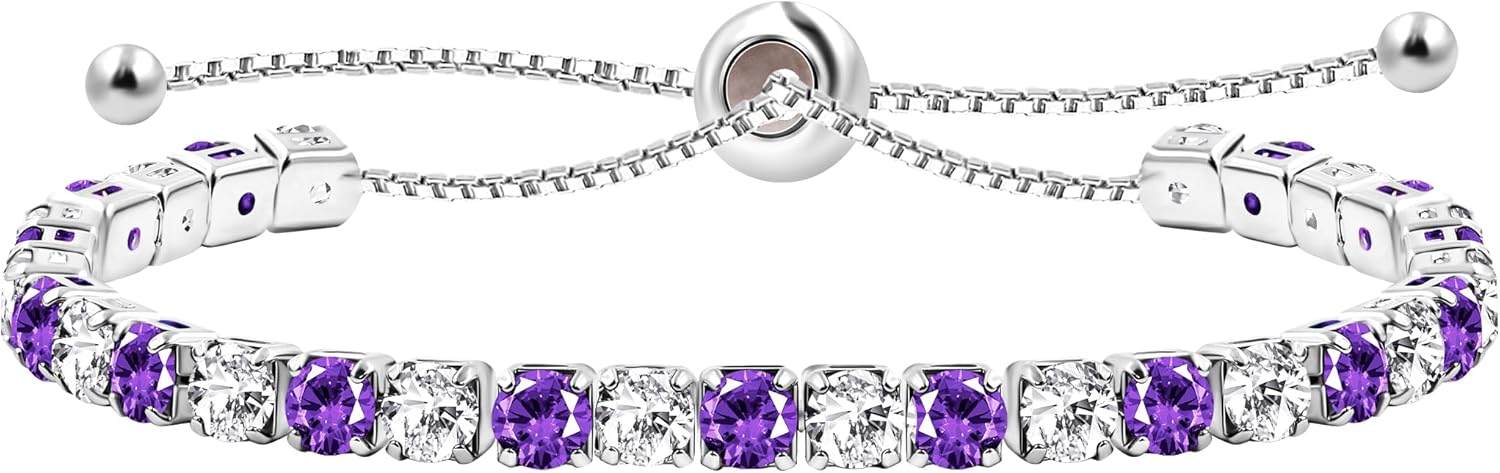 Uloveido Adjustable Slider Tennis Bracelet for Women - 4mm Cubic Zirconia Classic Bracelet - Summer Jewelry Gift for Women