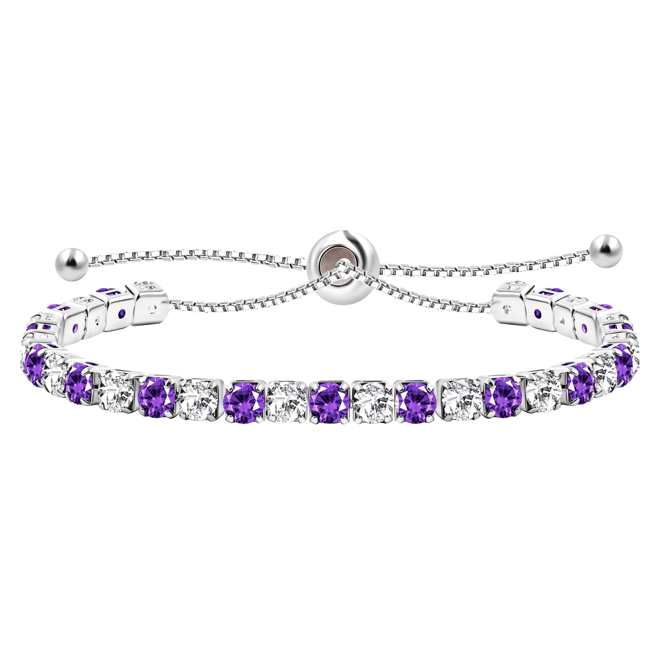 Platinierte Tennisarmbänder – Verstellbarer Zirkonia für Damen YA4375