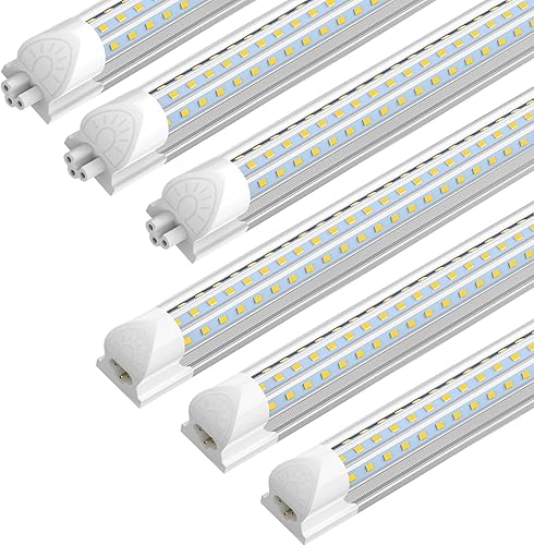CNSUNWAY - Luz LED para tienda de 4 pies, 48 W, 6300 lúmenes, 6500 K, súper brillante, forma D, tubo de luces LED T8, cubierta transparente, alto