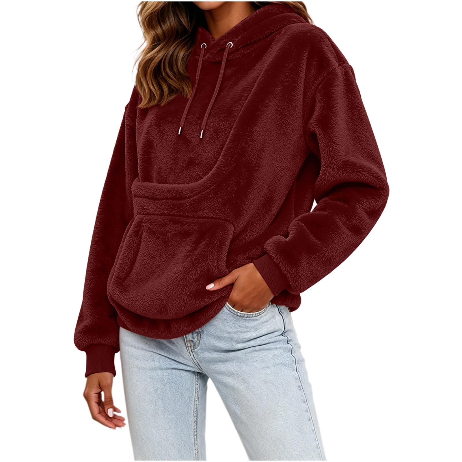 KHIRVWL Felpa Donna con Cappuccio Oversize Streetwear Cotone Felpe Sportive | Tessuto Confortevole, Design Basic, Vestibilità Larga, Facile da Abbinare, Perfetta per Casa, Viaggi e Passeggiate