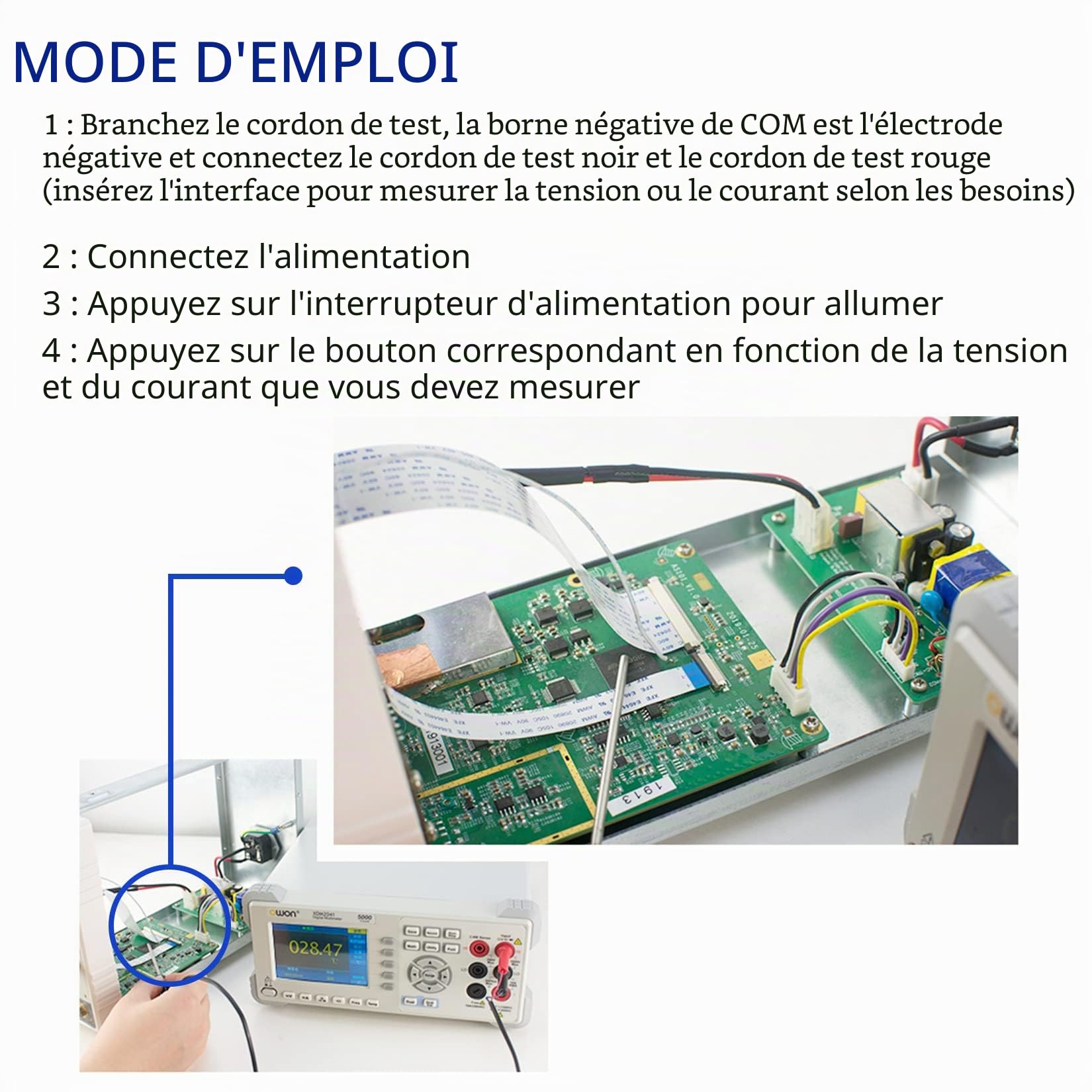 OWON XDM2041 Multimètre de banc avec multi-testeur numérique ultra-léger 3,7 pouces 55 000 points True RMS pour laboratoires, usines