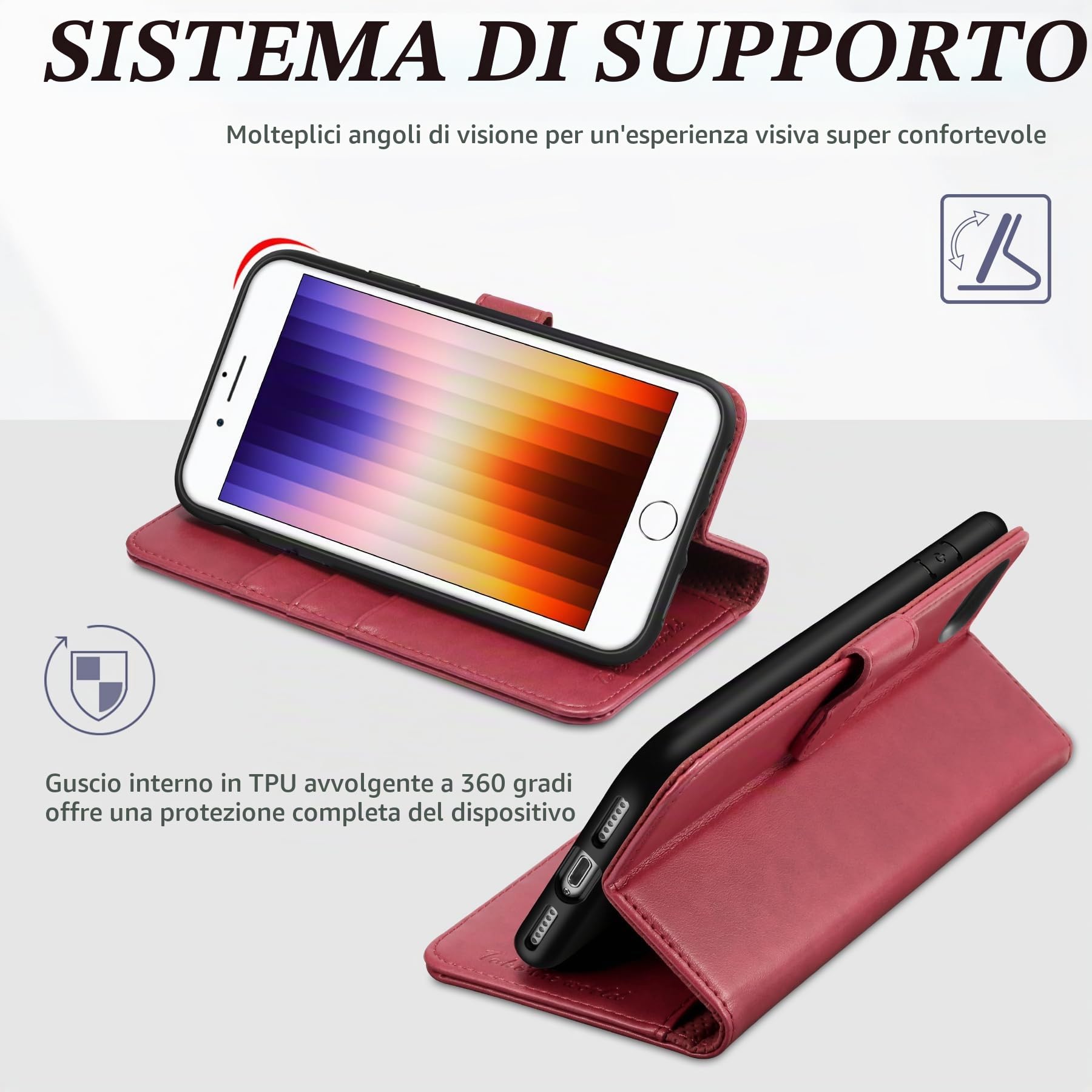 Butnyeoe Cover per iPhone SE 2020/SE 2022,Custodia Portafoglio per iPhone 8/7,Cartone Animato Rana PU Pelle Flip Caso con [Kickstand] [Slot per Schede] [Chiusura Magnetica].Arancia