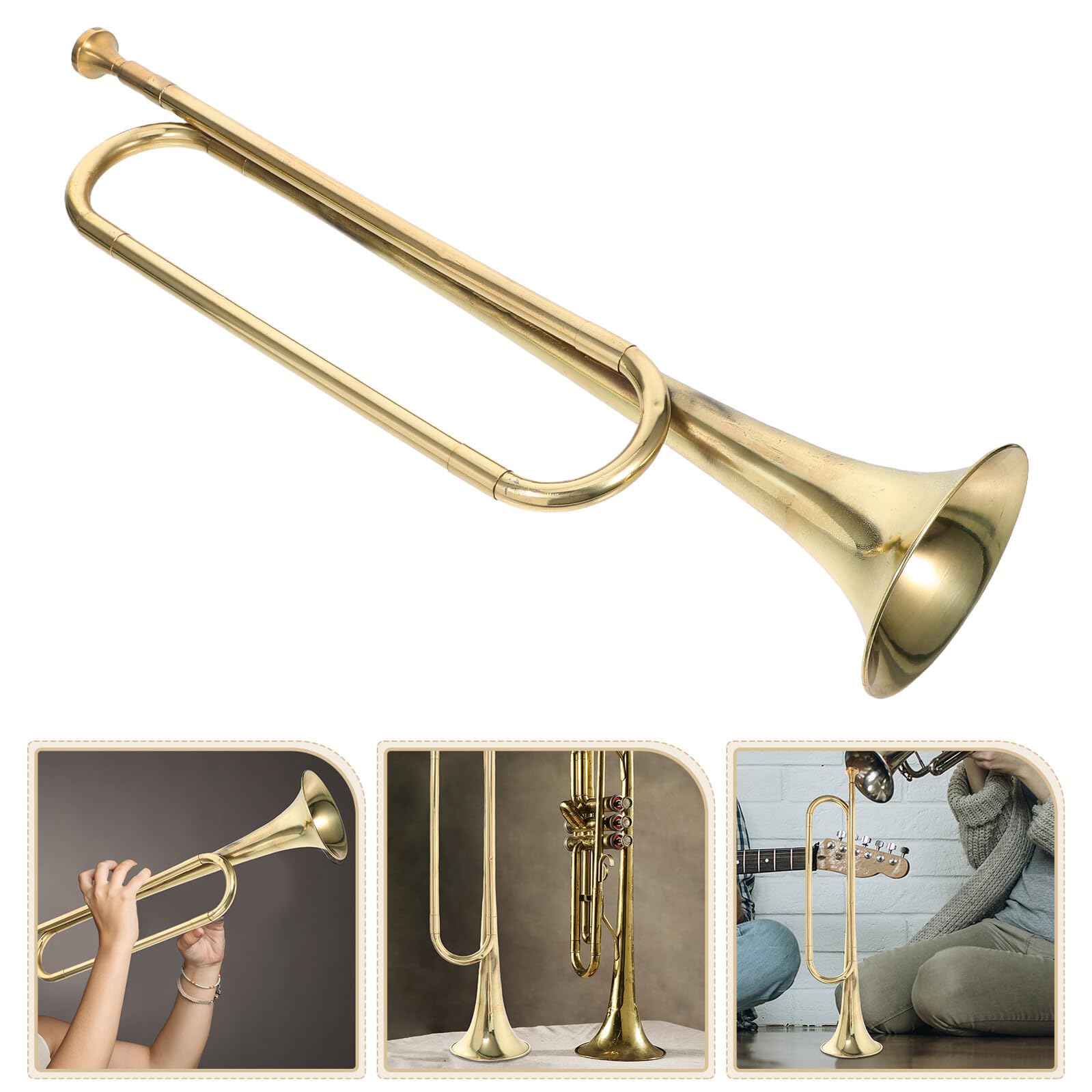 Tromba Giocattolo per Bambini Oro Bocchino a Stile Casual, Strumento Musicale in Metallo Sicuro e Creativo, per Compleanni ed Educazione Precoce Stili multipli