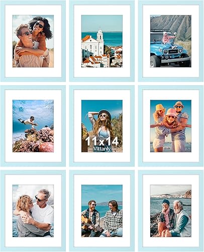 Vista 175 de Vittanly - Juego de 9 portarretratos, plexiglás resistente a rupturas, exhibe fotos de 12 x 12 pulgadas o, con paspartú, de 8 x 8 pulgadas, marcos