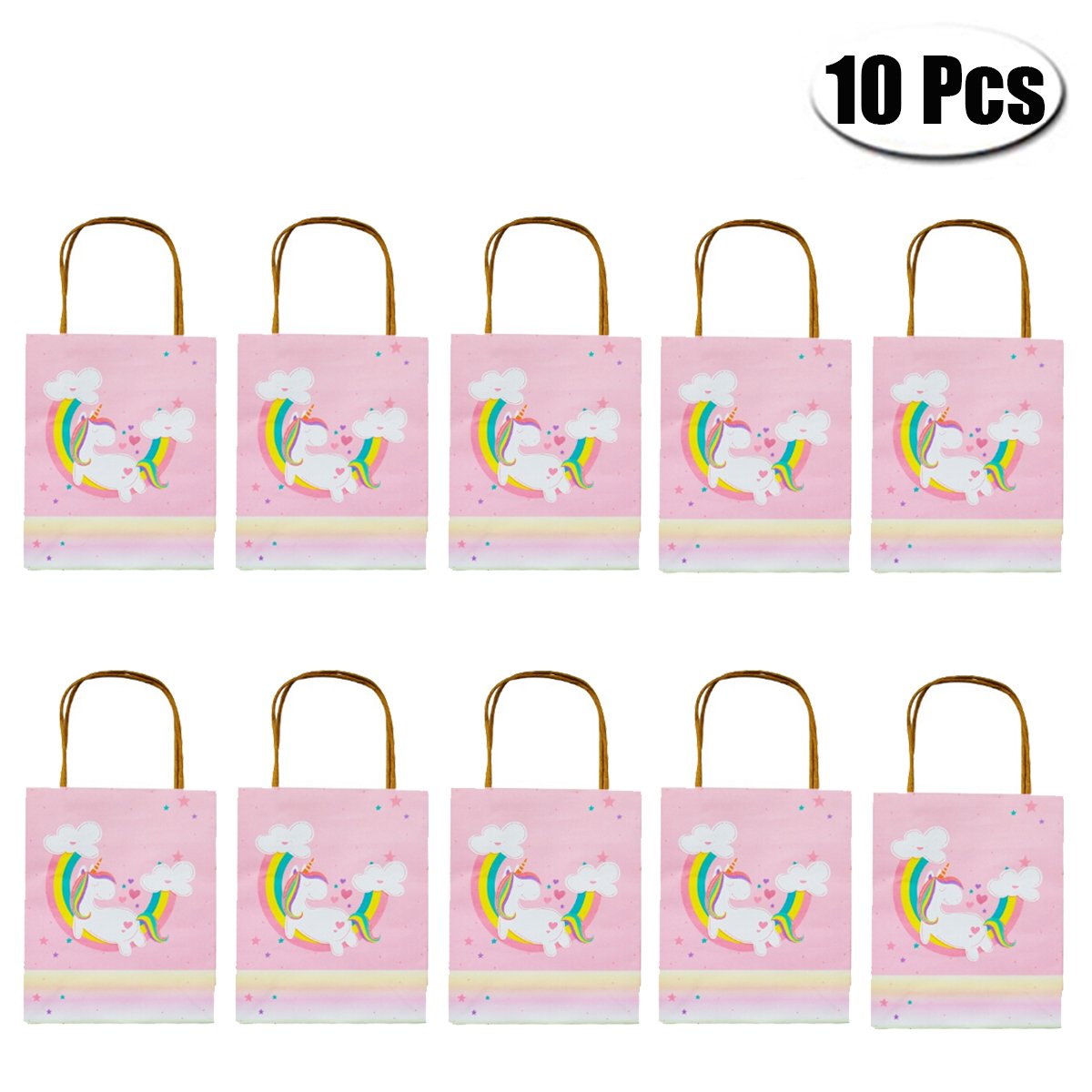 PartyYeah Unicorn Paper Gift Bag Party Favor Bags with Handles for Kids Birthday and Parties (10 Pcs)