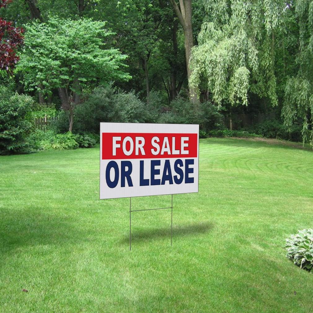 Fastasticdeals Weatherproof Yard Sign for Sale Or Lease Red Blue Lawn Garden Ideas 18x12 Inches 2 Sides Print
