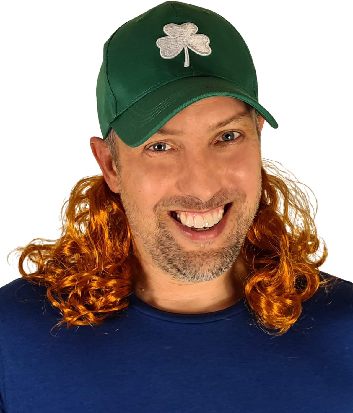 Gorro de trébol verde San Patricio con pelo rojo