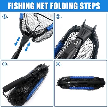 Floating Telescopic Folding Net with 7 Inch Pliers & Lip Gripper - Kids Fishing Net with Foldable Sand Bucket & Fishing Gear Accessories