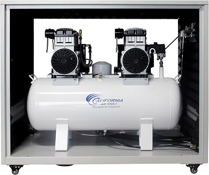 California Air Tools 20040DSPCADC 4.0 HP Ultra Quiet and Oil-Free Air Compressor, 20 Gallon Tank, 65 dB Noise Level, with 98% Air Drying System and Automatic Drain in Soundproof Cabinet, 220V / 60Hz