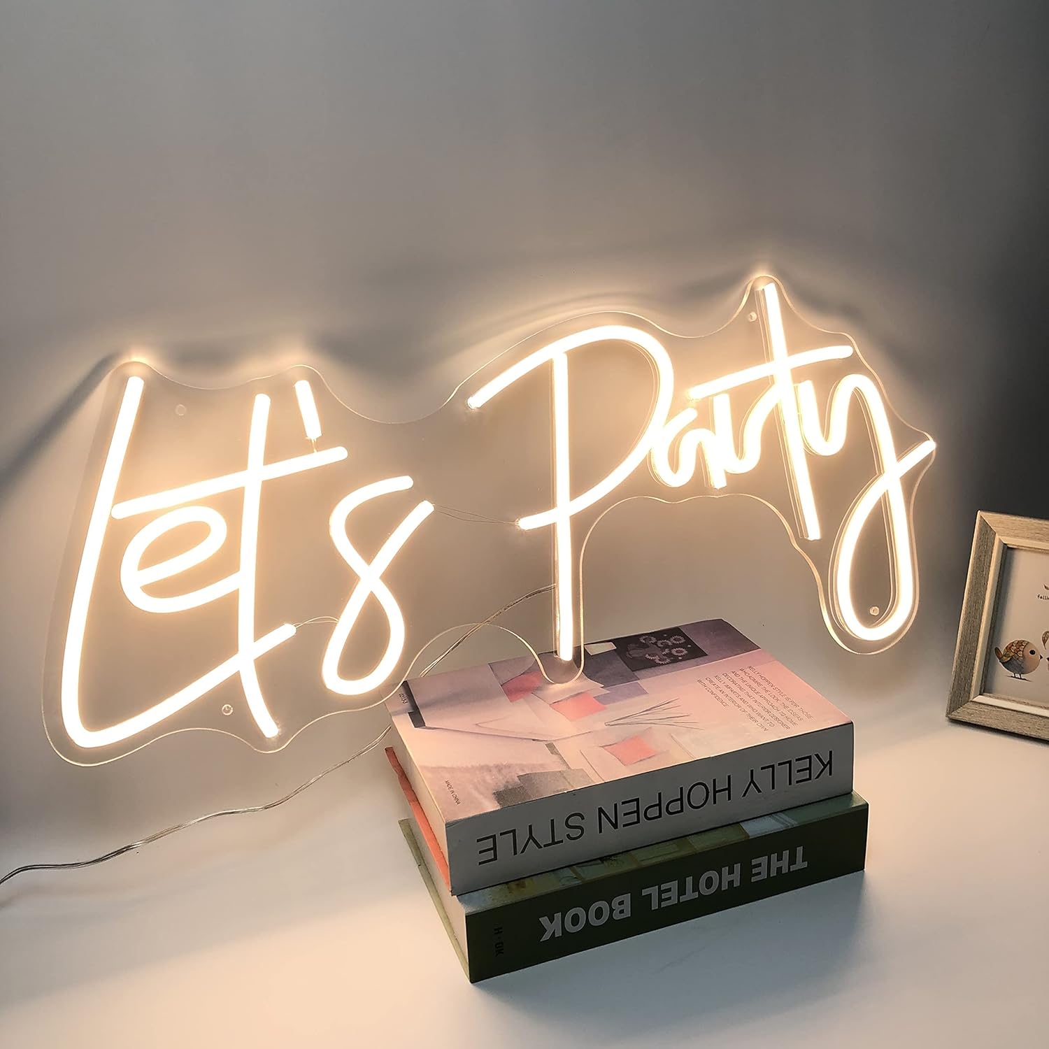 Let's Party Neon Sign LED Personalized Neon Signs for Wall Decor Room Home Decor or Neon Bar Signs Birthday Party Wedding Hanging Neon Light XMAS Halloween Party Decorations Gifts (23.6 x 11.8 in)
