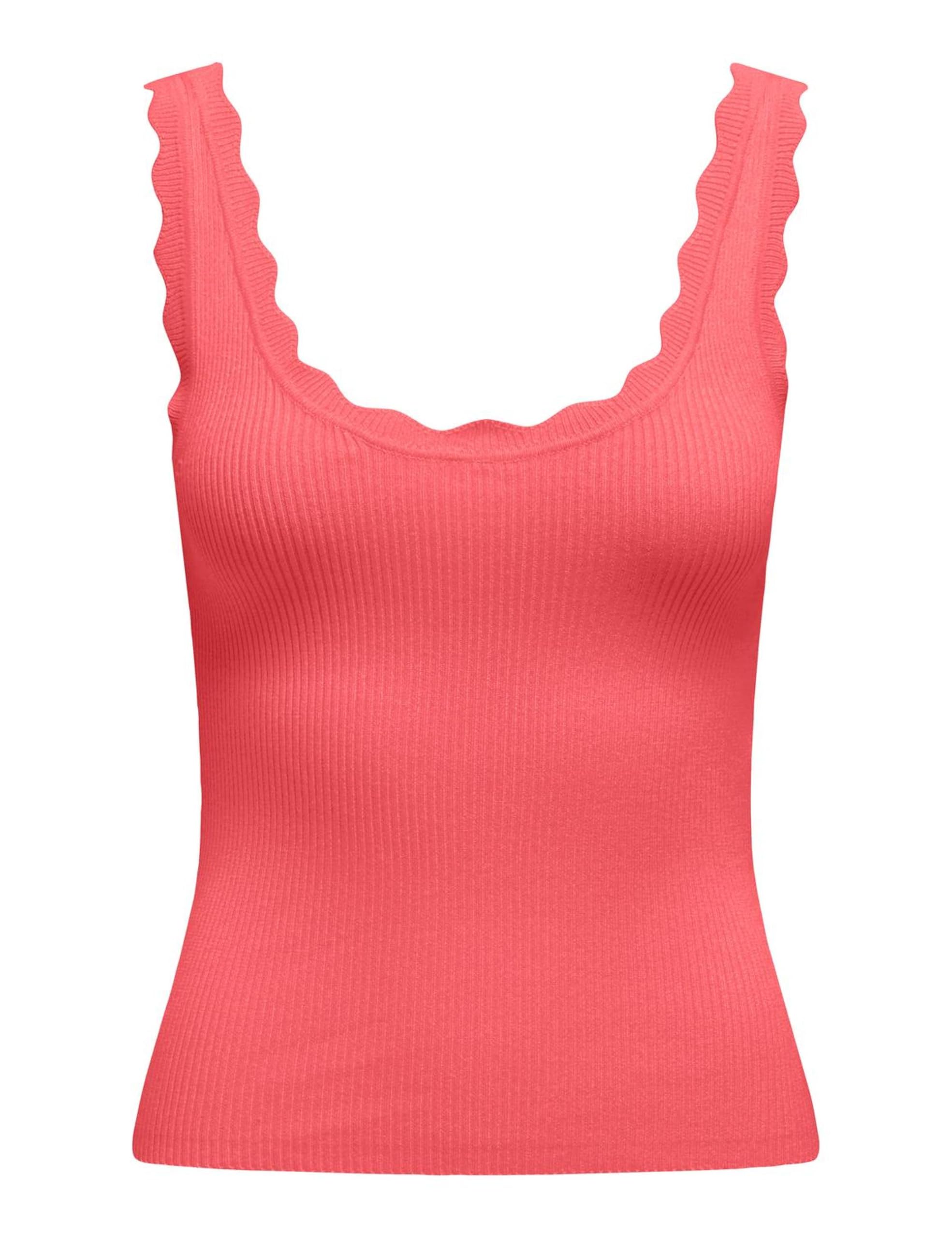 Jacqueline De Yong Top Jdynanna S/l Scallop Edge Top Knt 15290585 Carmine Dames Maat - XL