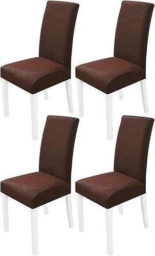 Miniatura 20 de Set of 6 Stretch Dining Room Chair Covers Elastic Chair Protectors Dining Room Non-Slip Black Negro,Verde Oscuro,Gris