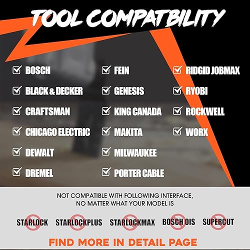 Miniatura 3 de Royars Paquete de 50 hojas de sierra multiherramienta bimetálicas oscilantes multiherramienta para Fein Multimaster Dremel Multi-Max Dewalt