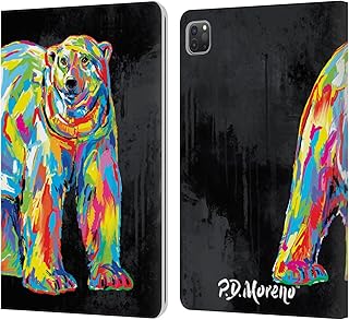 Head Case Designs Licenciado Oficialmente P.D. Moreno Oso Blanco Colores Pop De Animales Navideños Carcasa de Cuero Tipo Libro Compatible con Apple iPad Pro 11 2020/2021 / 2022